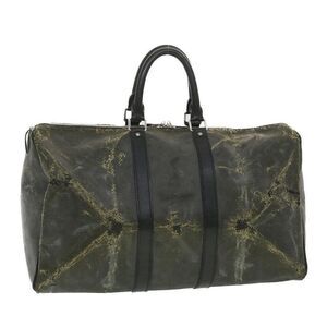 LOUIS VUITTON Damier Carbon Keepall 45 Boston Bag Black
